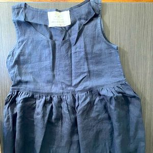 NPL NotPerfectLinen smocked dress, charcoal blue, size Small